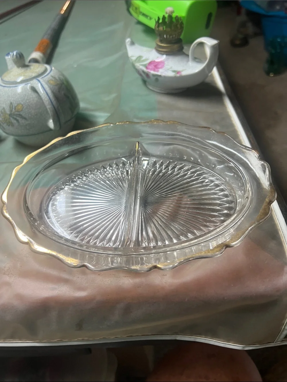 Vintage Clear Pressed Glass Serving Dish - Scalloped Oval Bowl
